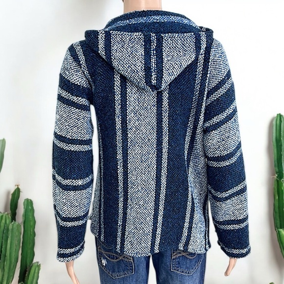 Artesanias Cuamatzi Blue Classic Mexican Baja Hoodie Pullover - Picture 13 of 16